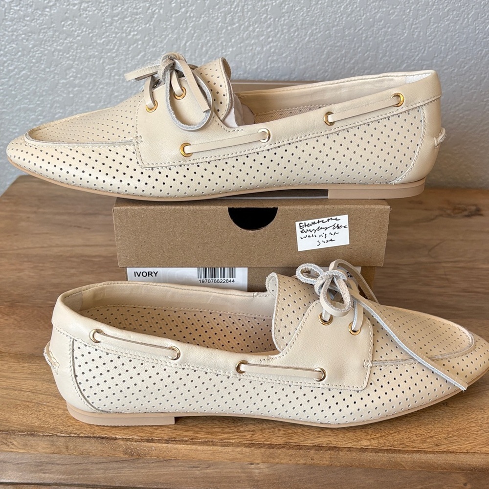 Dolce Vita Ivory Perforated Leather Loafers - Picture 5 of 7
